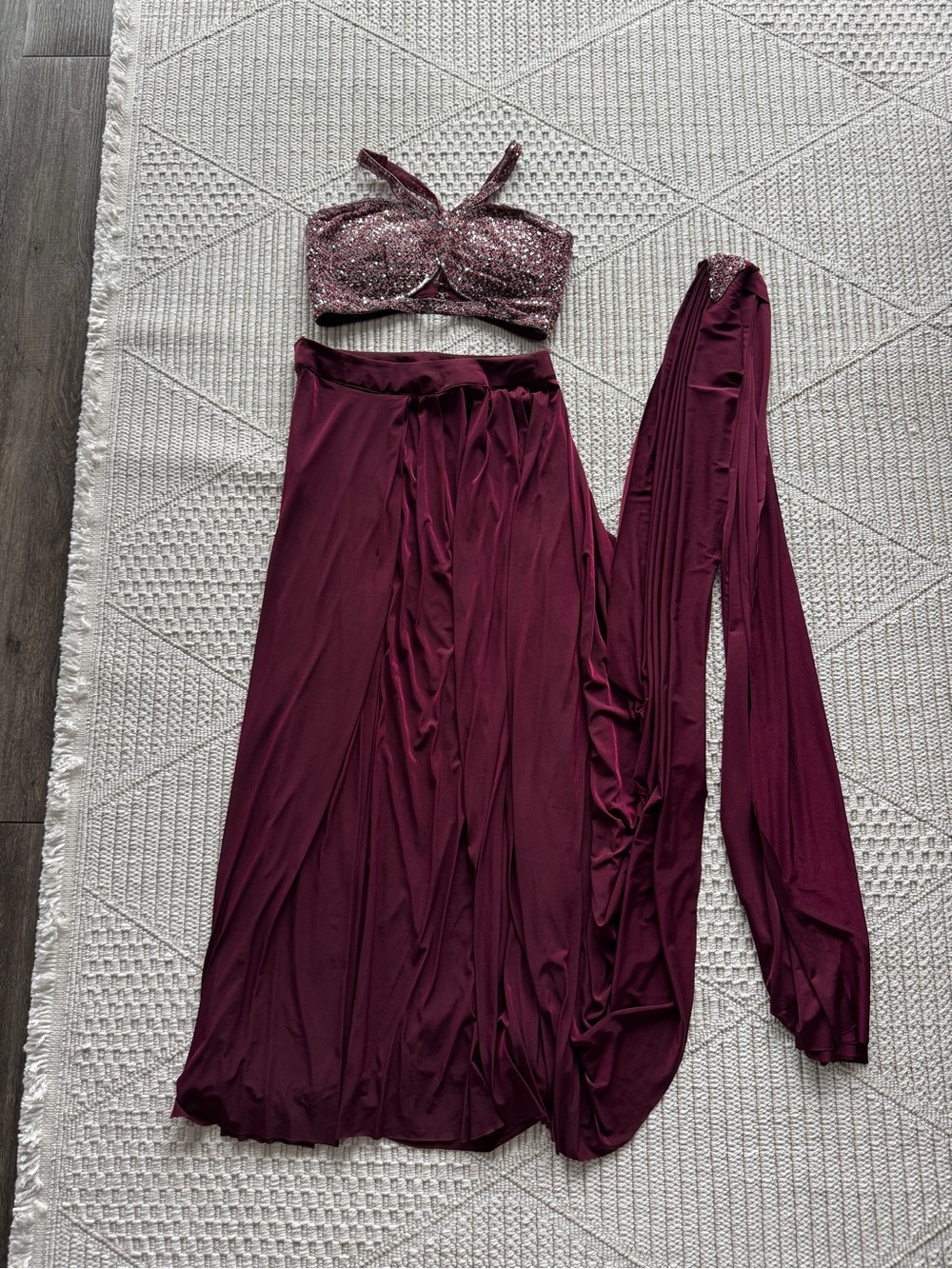 Women's Burgundy pre draped ready to wear sari